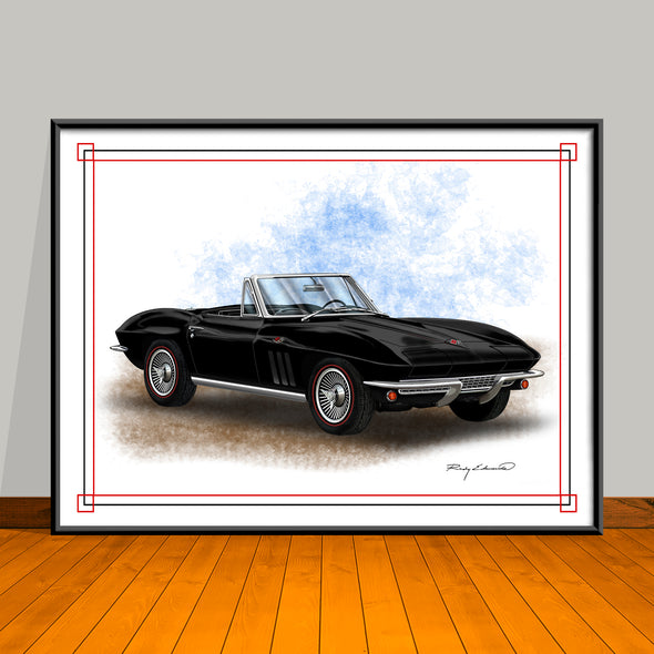 1966 Chevrolet Corvette Convertible Muscle Car Art Print - 18" X 24" UNFRAMED