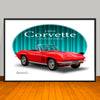 1966 Corvette Convertible Car Art Print - 13" X 19" UNFRAMED