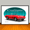 1966 Corvette Convertible Car Art Print - 13" X 19" UNFRAMED
