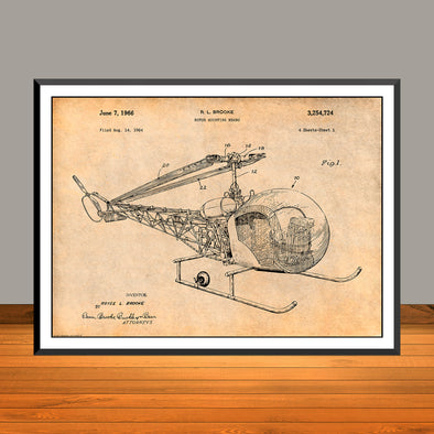 1966 Bell 47D-1 Helicopter Patent Print - Unframed