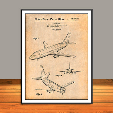 1966 Boeing 737 Jet Aircraft Patent Print - UNFRAMED