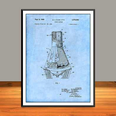 1966 Gemini Space Capsule Patent Print - UNFRAMED