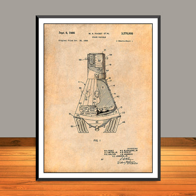 1966 Gemini Space Capsule Patent Print - UNFRAMED