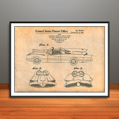 1966 Adam West Batmobile Patent Print - Unframed