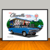 1967 Chevelle SS Black Top Speed Shop Muscle Car Art Print - 13" X 19" UNFRAMED