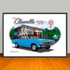 1967 Chevelle SS Black Top Speed Shop Muscle Car Art Print - 13" X 19" UNFRAMED