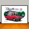 1967 Chevelle SS Speed Shop Muscle Car Art Print - 13" X 19" UNFRAMED