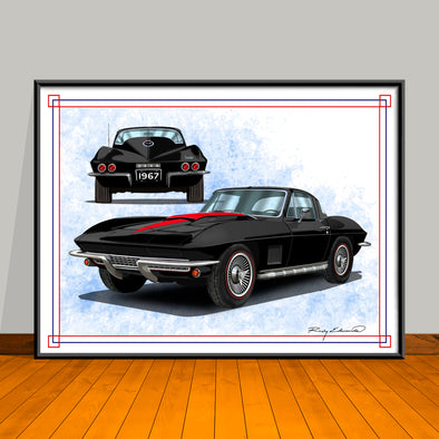 1967 Chevrolet Corvette Muscle Car Art Print - 18" X 24" UNFRAMED
