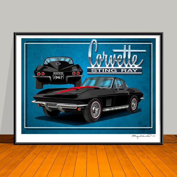 1967 Chevrolet Corvette Limited Edition Muscle Car Art Print - 18" X 24" UNFRAMED