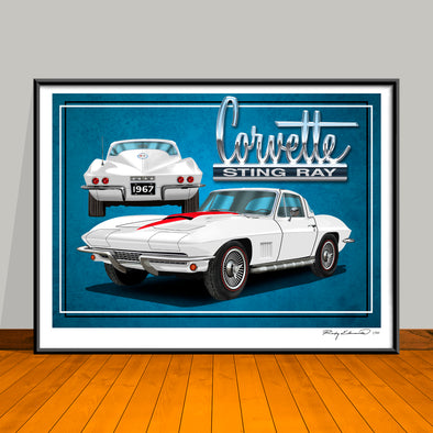 1967 Chevrolet Corvette Limited Edition Muscle Car Art Print - 18" X 24" UNFRAMED