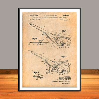 1967 Boeing Supersonic Airplane Patent Print - UNFRAMED