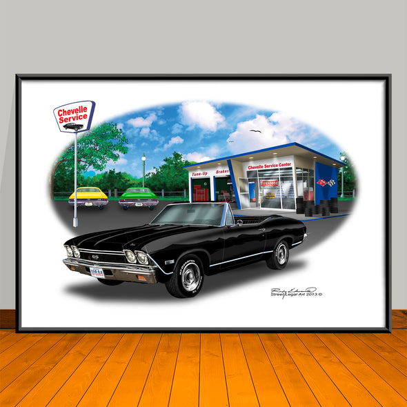 1968 Chevrolet Chevelle SS Convertible Muscle Car Art Print - 13" X 19" UNFRAMED