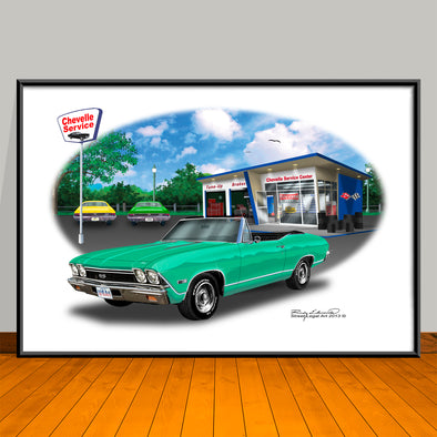 1968 Chevrolet Chevelle SS Convertible Muscle Car Art Print - 13" X 19" UNFRAMED