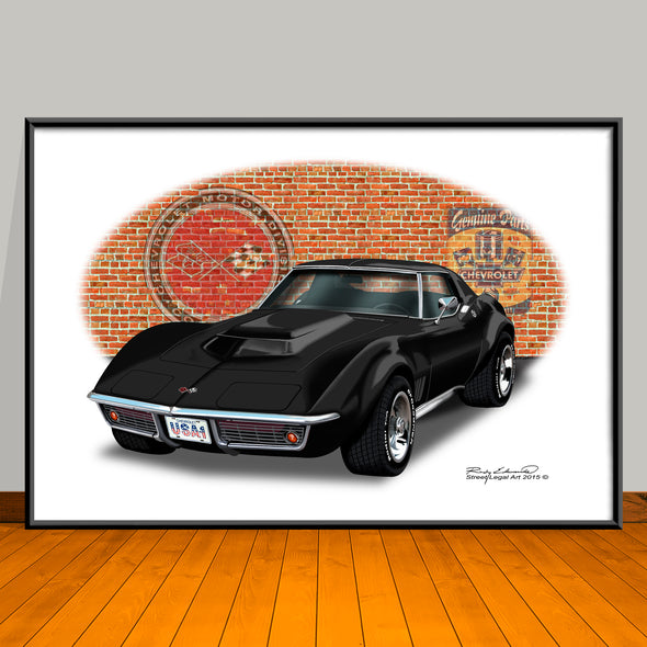 1968 Chevrolet Corvette Car Art Print - 13" X 19" UNFRAMED