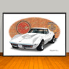 1968 Chevrolet Corvette Car Art Print - 13" X 19" UNFRAMED
