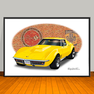 1968 Chevrolet Corvette Car Art Print - 13" X 19" UNFRAMED