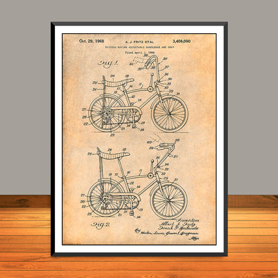 1968 Stingray Bicycle Patent Print - UNFRAMED