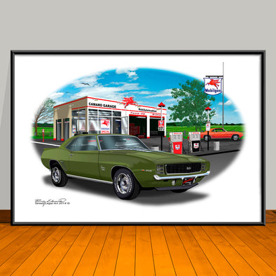 1969 Chevrolet Camaro RS SS 350 Muscle Car Art Print - 13" X 19" UNFRAMED
