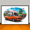 1969 Chevrolet Camaro RS SS 350 Muscle Car Art Print - Stripe Options -- 13" X 19" UNFRAMED