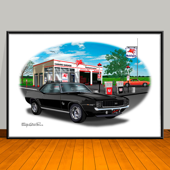 1969 Chevrolet Camaro RS SS 396 Muscle Car Art Print - 13" X 19" UNFRAMED