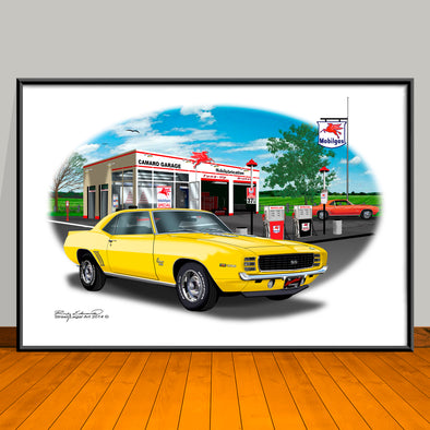1969 Chevrolet Camaro RS SS 396 Muscle Car Art Print - 13" X 19" UNFRAMED