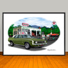 1969 Chevrolet Camaro SS 396 Muscle Car Art Print - Stripe & Vinyl Top Options - 13" X 19"