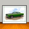 1969 Plymouth Roadrunner 383 Hood Stripes Muscle Car Art Print - 18" X 24" UNFRAMED