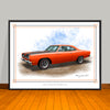 1969 Plymouth Roadrunner 383 Hood Stripes Muscle Car Art Print - 18" X 24" UNFRAMED