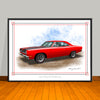 1969 Plymouth Roadrunner 383 Hood Stripes Muscle Car Art Print - 18" X 24" UNFRAMED