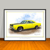 1969 Plymouth Roadrunner 383 Hood Stripes Muscle Car Art Print - 18" X 24" UNFRAMED