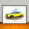 1969 Plymouth Roadrunner 383 Hood Stripes & Vinyl Top Muscle Car Art Print - 18" X 24" UNFRAMED