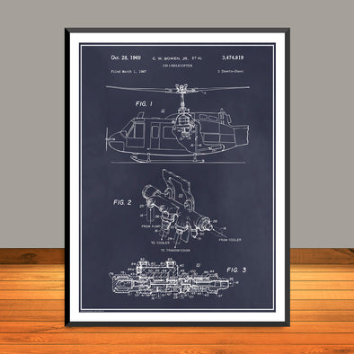 1969 UH-1 Huey Helicopter Patent Print - Unframed