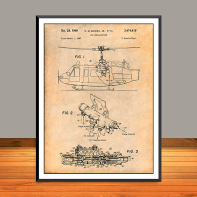 1969 UH-1 Huey Helicopter Patent Print - Unframed