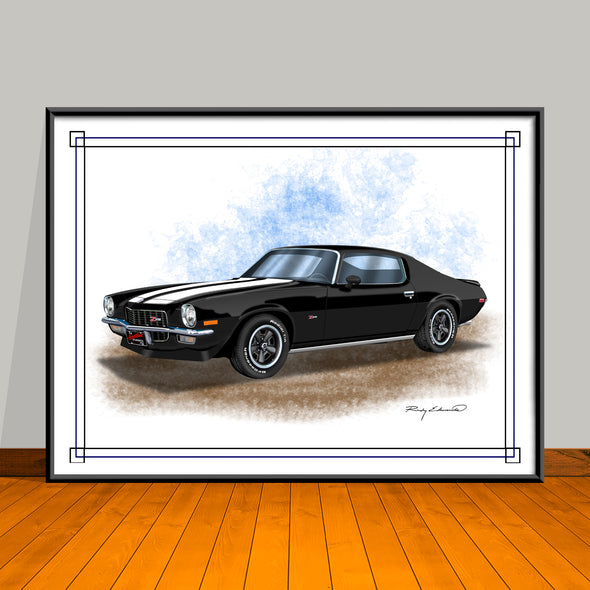 1970 Chevrolet Camaro Z28 Muscle Car Art Print 18" X 24" UNFRAMED