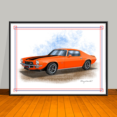 1970 Chevrolet Camaro Z28 Muscle Car Art Print 18" X 24" UNFRAMED