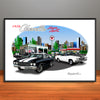 1970 Chevelle Super Sport City Garage Muscle Car Art Print - Stripe & Vinyl Top Options - 13" X 19" UNFRAMED