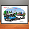 1970 Chevelle Super Sport City Garage Muscle Car Art Print - Stripe & Vinyl Top Options - 13" X 19" UNFRAMED
