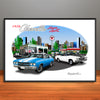 1970 Chevelle Super Sport City Garage Muscle Car Art Print - Stripe & Vinyl Top Options - 13" X 19" UNFRAMED