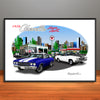 1970 Chevelle Super Sport City Garage Muscle Car Art Print - Stripe & Vinyl Top Options - 13" X 19" UNFRAMED