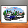 1970 Chevelle Super Sport City Garage Muscle Car Art Print - Stripe Options - - 13" X 19" UNFRAMED