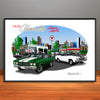 1970 Chevelle Super Sport City Garage Muscle Car Art Print - Stripe & Vinyl Top Options - 13" X 19" UNFRAMED