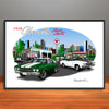1970 Chevelle Super Sport City Garage Muscle Car Art Print - Stripe & Vinyl Top Options - 13" X 19" UNFRAMED