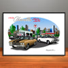 1970 Chevelle Super Sport City Garage Muscle Car Art Print - Stripe & Vinyl Top Options - 13" X 19" UNFRAMED