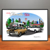 1970 Chevelle Super Sport City Garage Muscle Car Art Print - Stripe Options - - 13" X 19" UNFRAMED