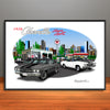 1970 Chevelle Super Sport City Garage Muscle Car Art Print - Stripe & Vinyl Top Options - 13" X 19" UNFRAMED