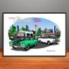 1970 Chevelle Super Sport City Garage Muscle Car Art Print - Stripe & Vinyl Top Options - 13" X 19" UNFRAMED