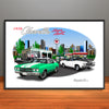 1970 Chevelle Super Sport City Garage Muscle Car Art Print - Stripe & Vinyl Top Options - 13" X 19" UNFRAMED
