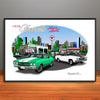 1970 Chevelle Super Sport City Garage Muscle Car Art Print - Stripe Options - - 13" X 19" UNFRAMED