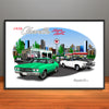 1970 Chevelle Super Sport City Garage Muscle Car Art Print - 13" X 19" UNFRAMED