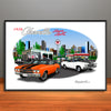 1970 Chevelle Super Sport City Garage Muscle Car Art Print - Stripe & Vinyl Top Options - 13" X 19" UNFRAMED